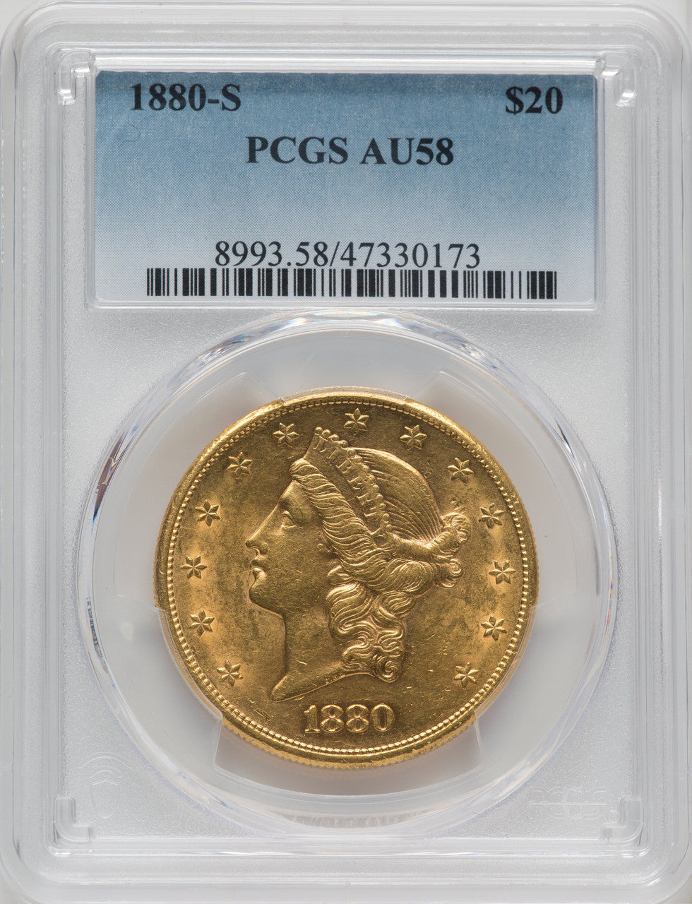 1880-S $20 Liberty Double Eagle PCGS AU58