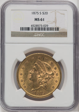 1875-S $20 Liberty Double Eagle NGC MS61 (763450006)