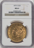 1875-S $20 Liberty Double Eagle NGC MS61 (763450006)