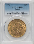 1873 $20 OPEN 3 Liberty Double Eagle PCGS MS61 (762201082)