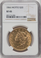1866 $20 Liberty Double Eagle NGC XF45