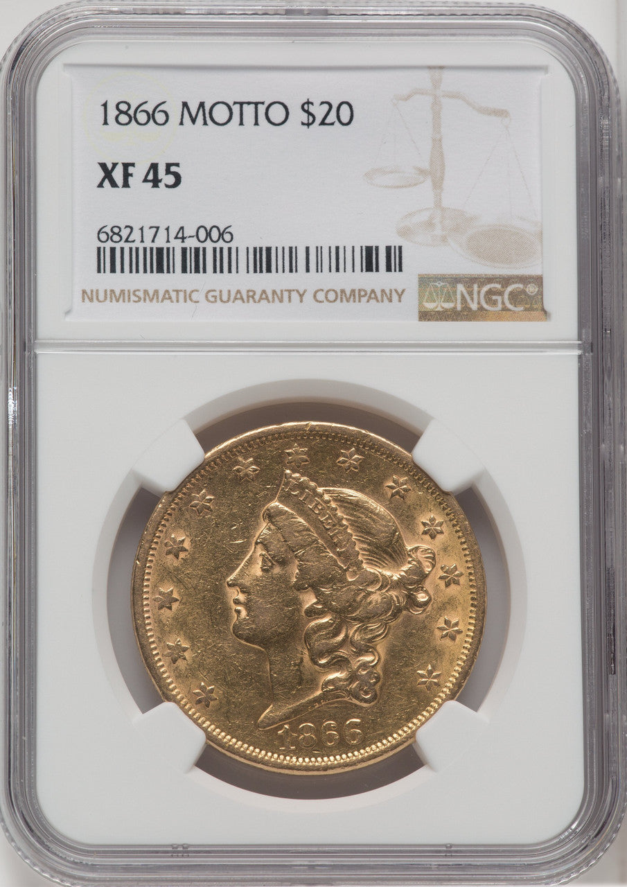 1866 $20 Liberty Double Eagle NGC XF45