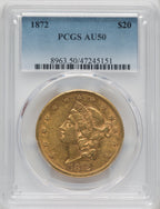 1872 $20 Liberty Double Eagle PCGS AU50
