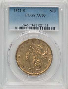1872-S $20 Liberty Double Eagle PCGS AU53