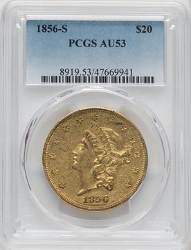 1856-S $20 Liberty Double Eagle PCGS AU53
