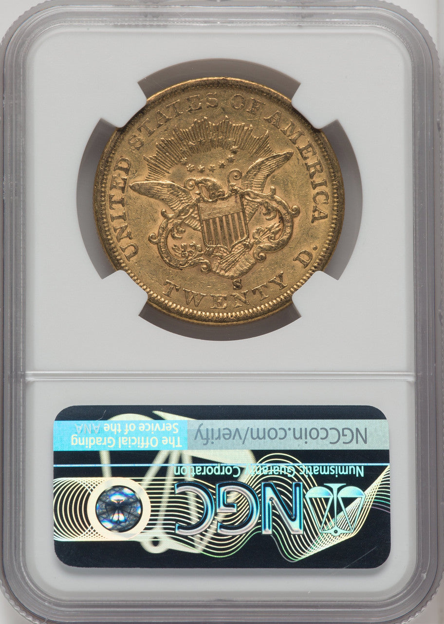 1862-S $20 Liberty Double Eagle NGC AU50