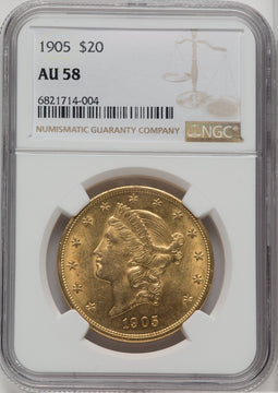 1905 $20 Liberty Double Eagle NGC AU58