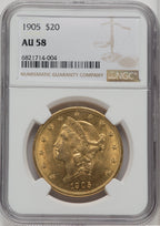 1905 $20 Liberty Double Eagle NGC AU58