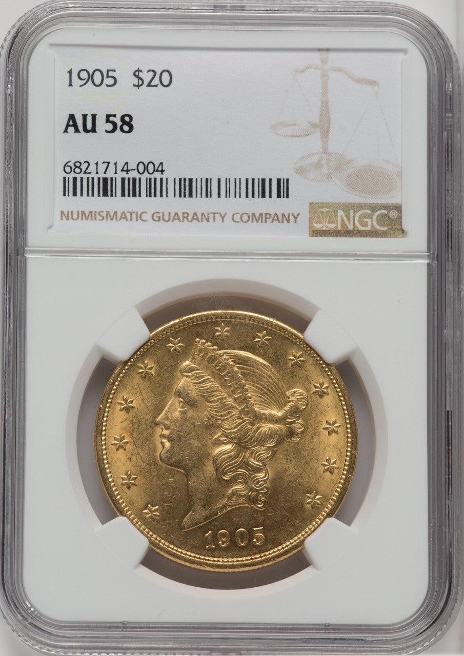 1905 $20 Liberty Double Eagle NGC AU58