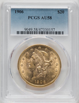 1906 $20 Liberty Double Eagle PCGS AU58
