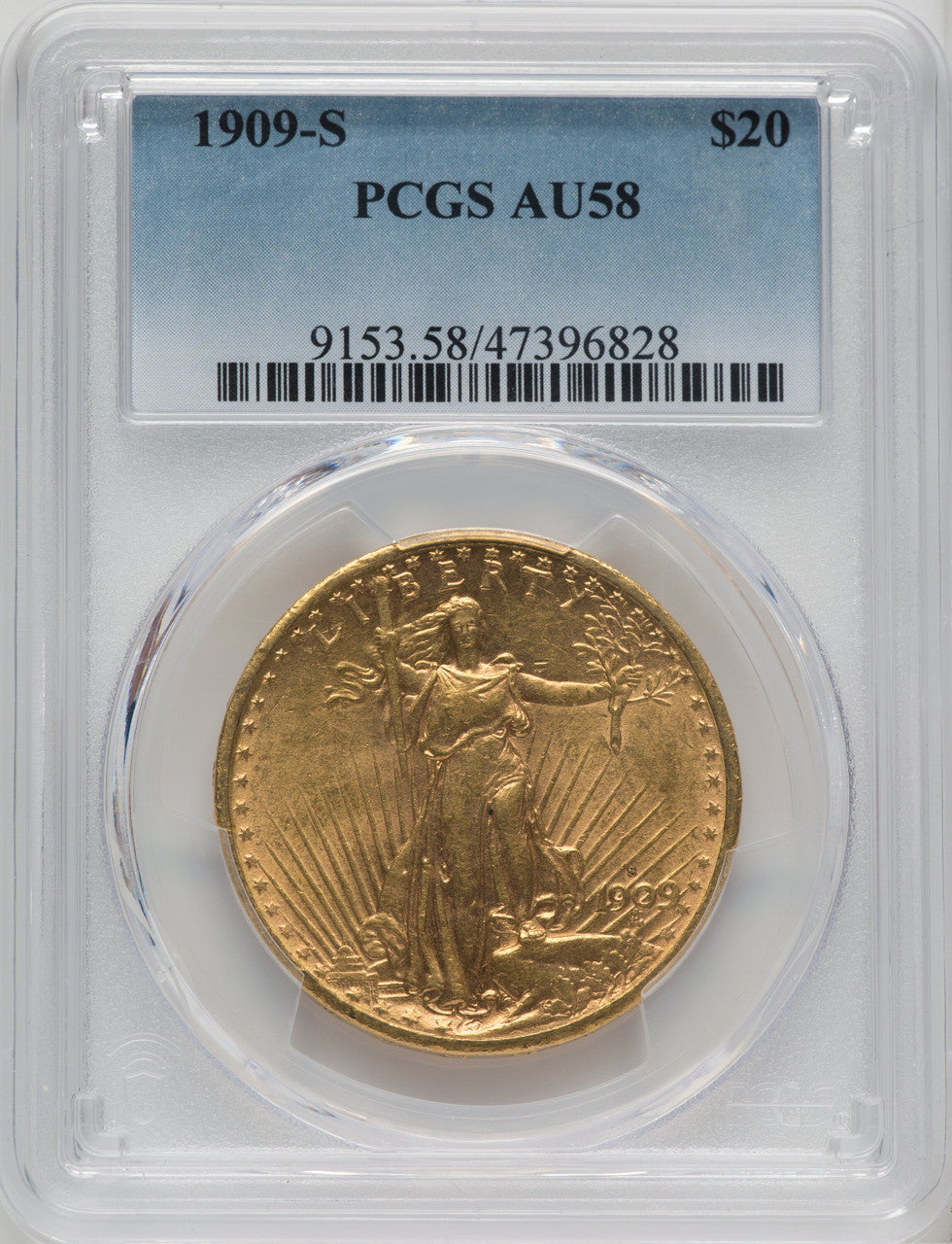 1909-S $20 Saint-Gaudens Double Eagle PCGS AU58