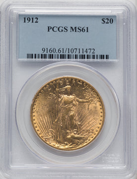 1912 $20 Saint-Gaudens Double Eagle PCGS MS61