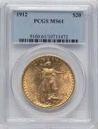 1912 $20 Saint-Gaudens Double Eagle PCGS MS61