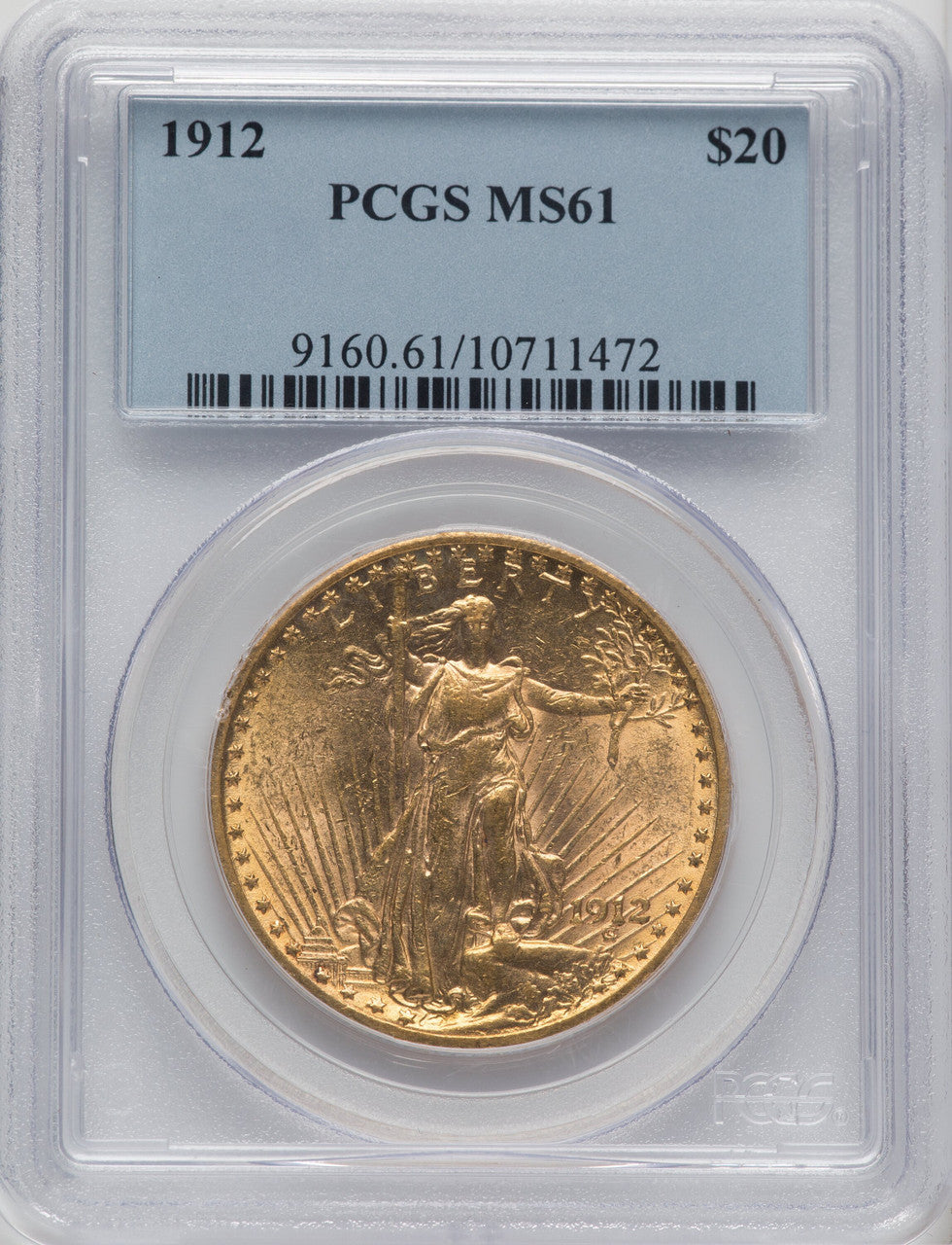 1912 $20 Saint-Gaudens Double Eagle PCGS MS61