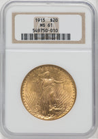 1915 $20 Saint-Gaudens Double Eagle NGC MS61