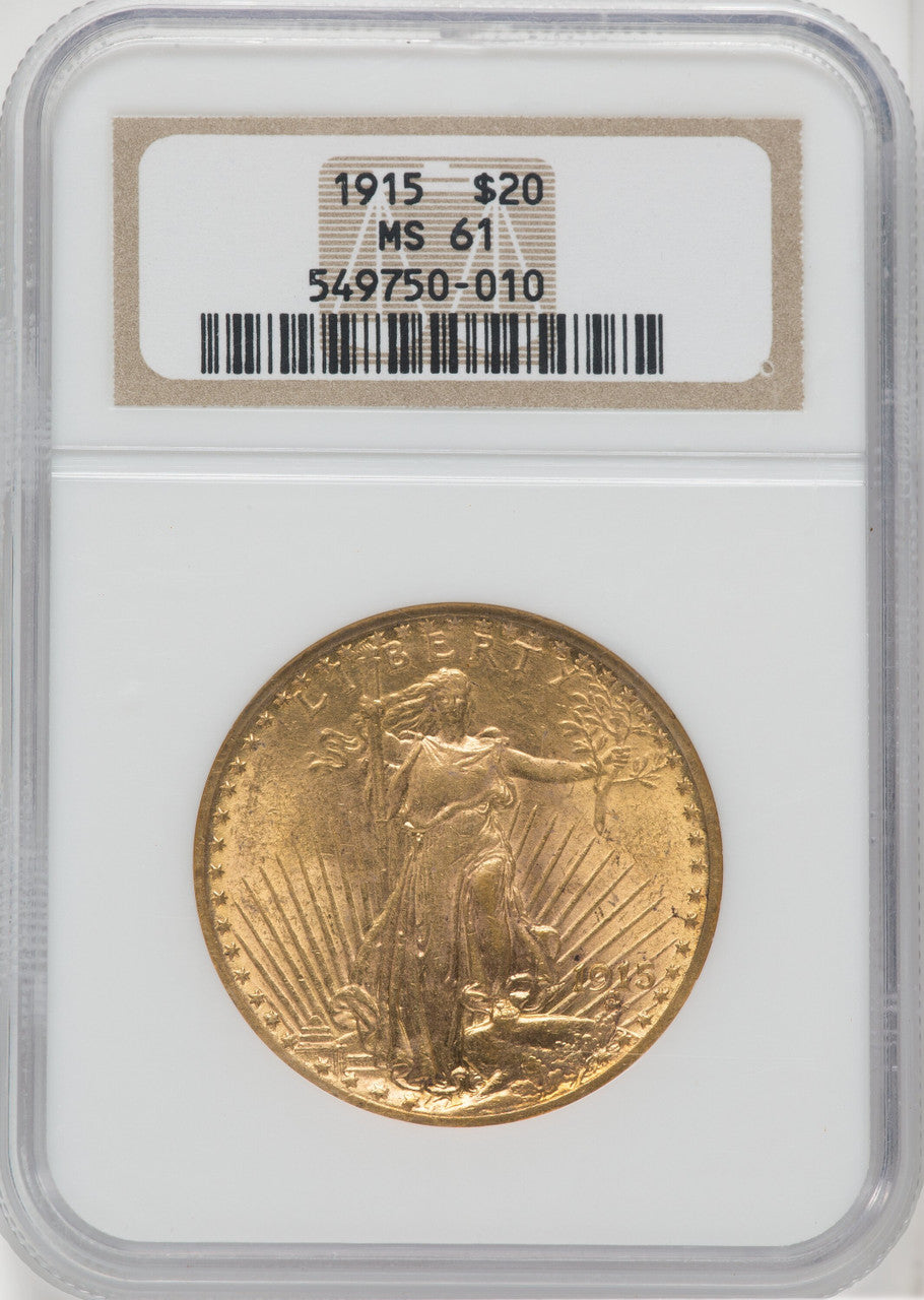 1915 $20 Saint-Gaudens Double Eagle NGC MS61