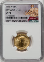 2016-W 25C Standing Liberty Quarter-Ounce Gold 100th Anniversary NGC MS70