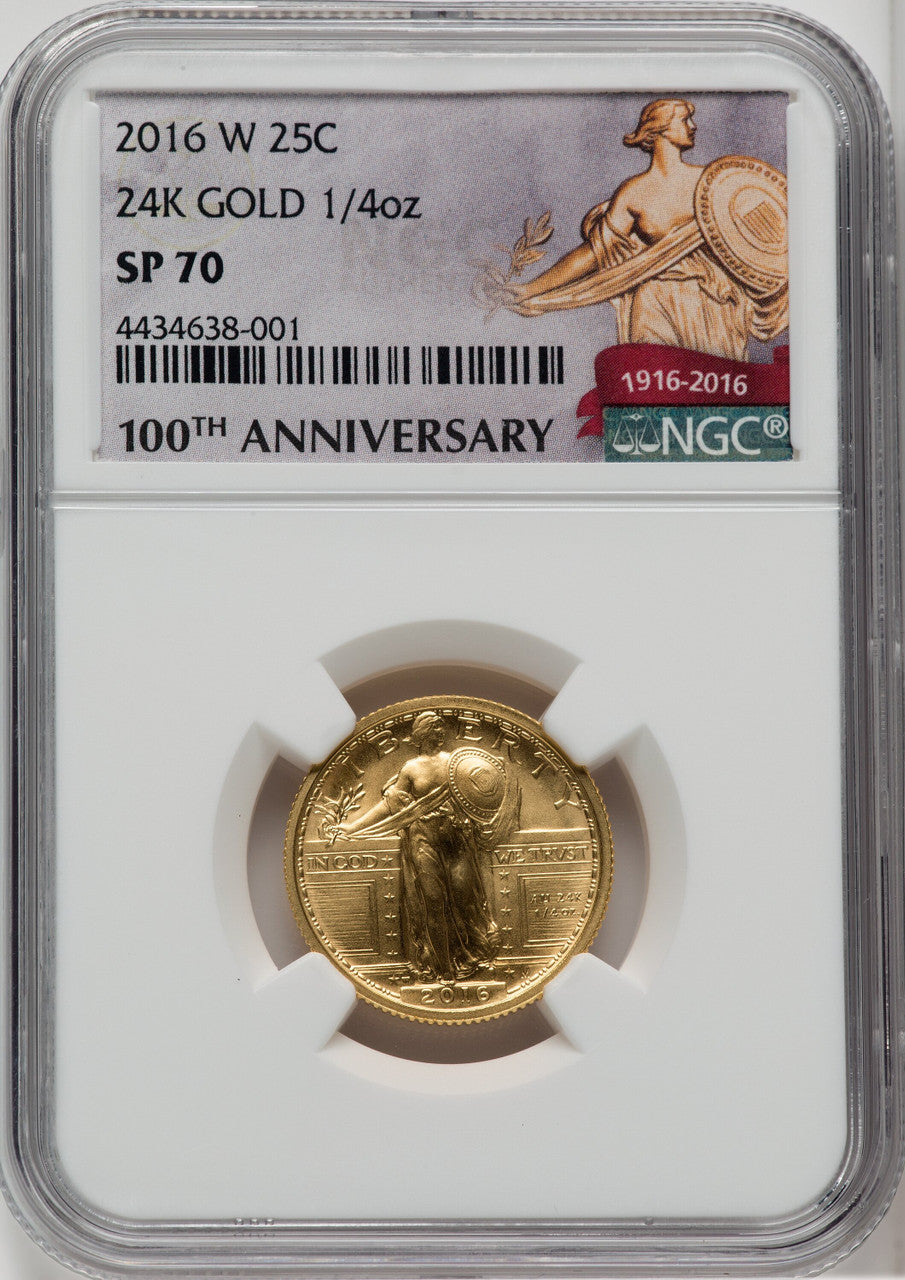 2016-W 25C Standing Liberty Quarter-Ounce Gold 100th Anniversary NGC MS70