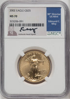 2002 $25 Half-Ounce Gold Eagle NGC MS70 Ed Moy