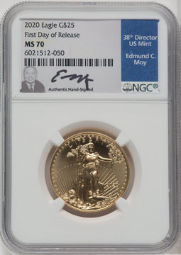 2020 1/2 Ounce Gold Eagle First Day of Issue NGC MS70 Ed Moy