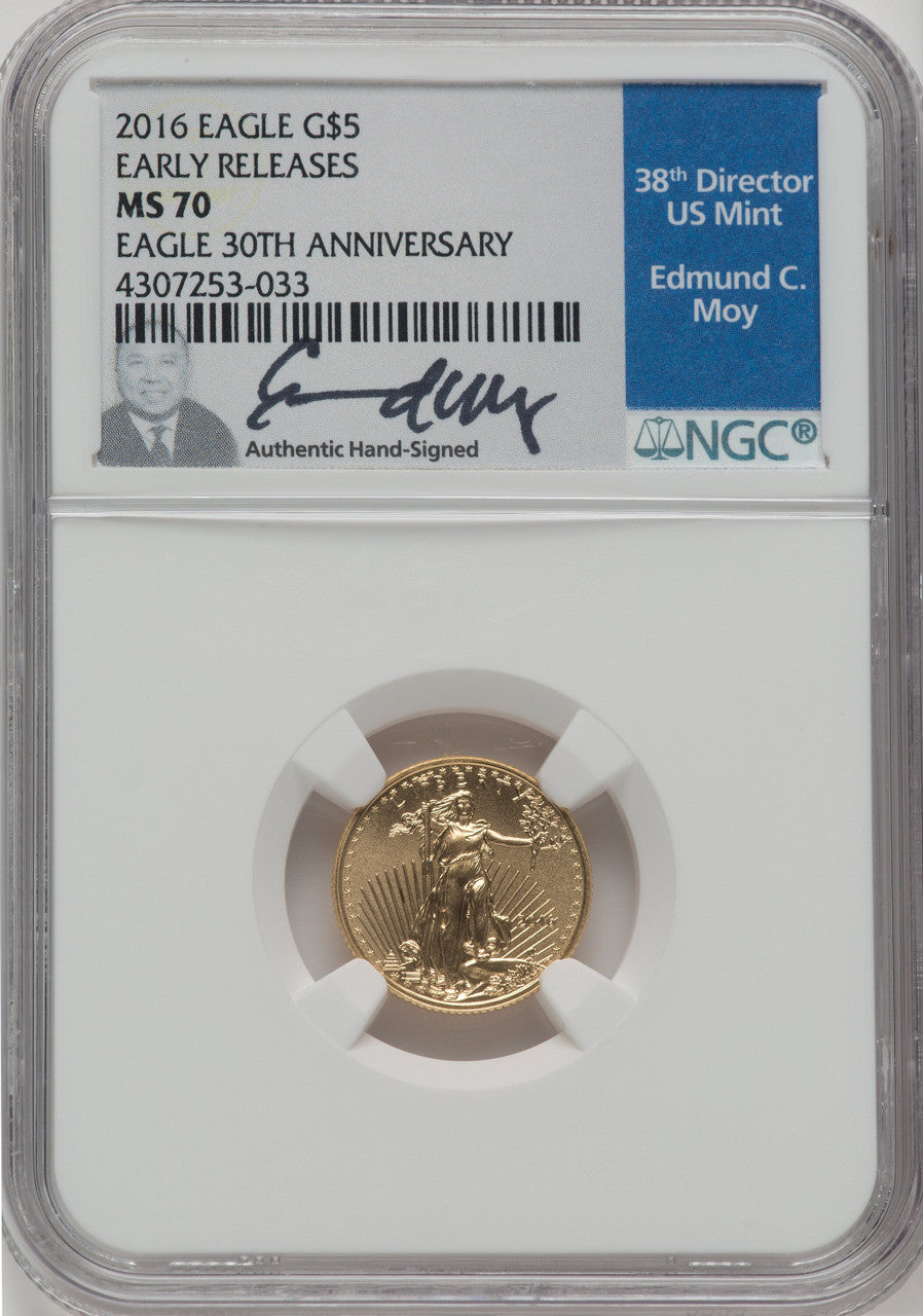 2016 Tenth-Ounce Gold Eagle 30th Anniversary ER NGC MS70 Ed Moy