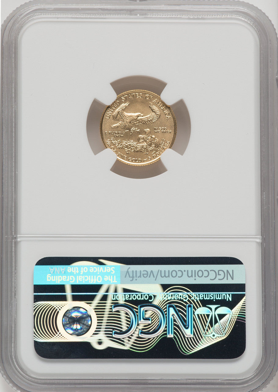 2018 $5 Tenth-Ounce Gold Eagle First Day of Issue NGC MS70 Moy Signed