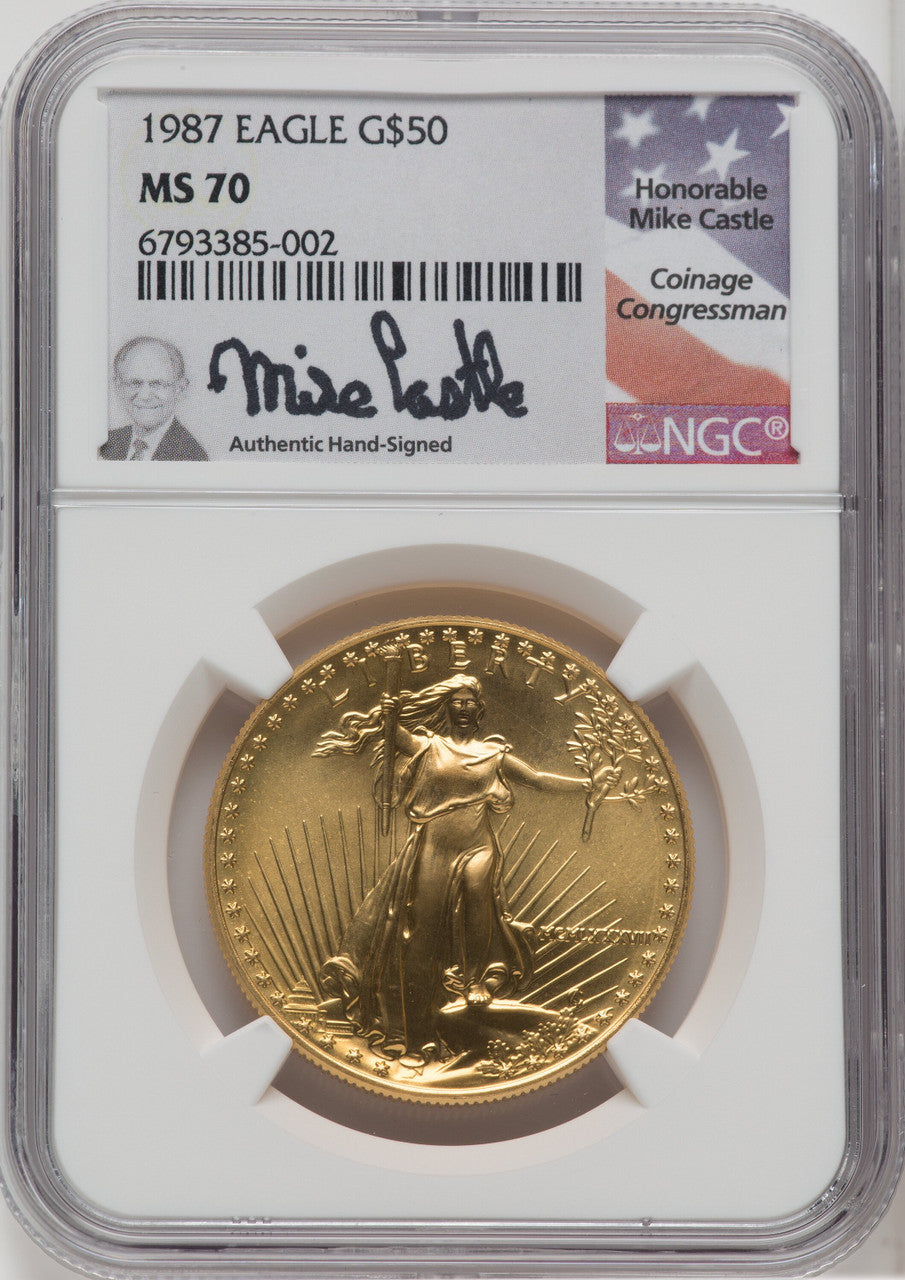 1987 $50 One-Ounce Gold Eagle NGC MS70