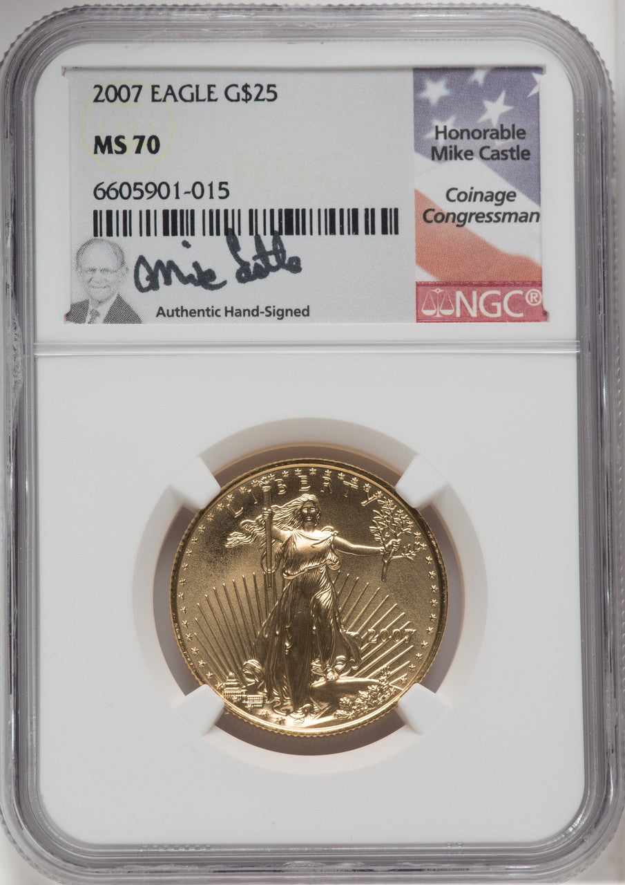 2007 $25 Half-Ounce Gold Eagle NGC MS70 Castle