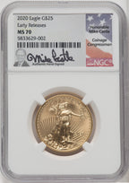 2020 1/2 Ounce Gold Eagle Early Releases NGC MS70 Mike Castle