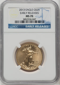 2013 $25 Half-Ounce Gold Eagle First Strike NGC MS70