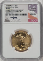 2016 $25 Half-Ounce Gold Eagle 30th Anniversary NGC MS70