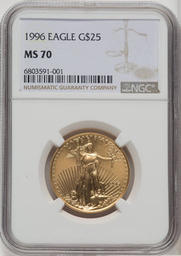 1996 G$25 Half-Ounce Gold Eagle NGC MS70