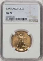 1996 G$25 Half-Ounce Gold Eagle NGC MS70