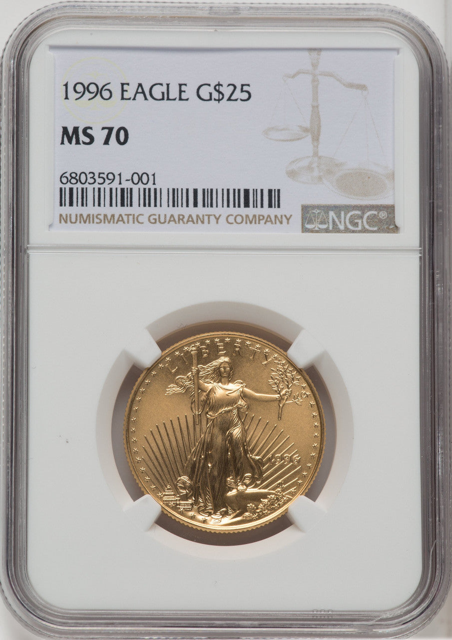 1996 G$25 Half-Ounce Gold Eagle NGC MS70