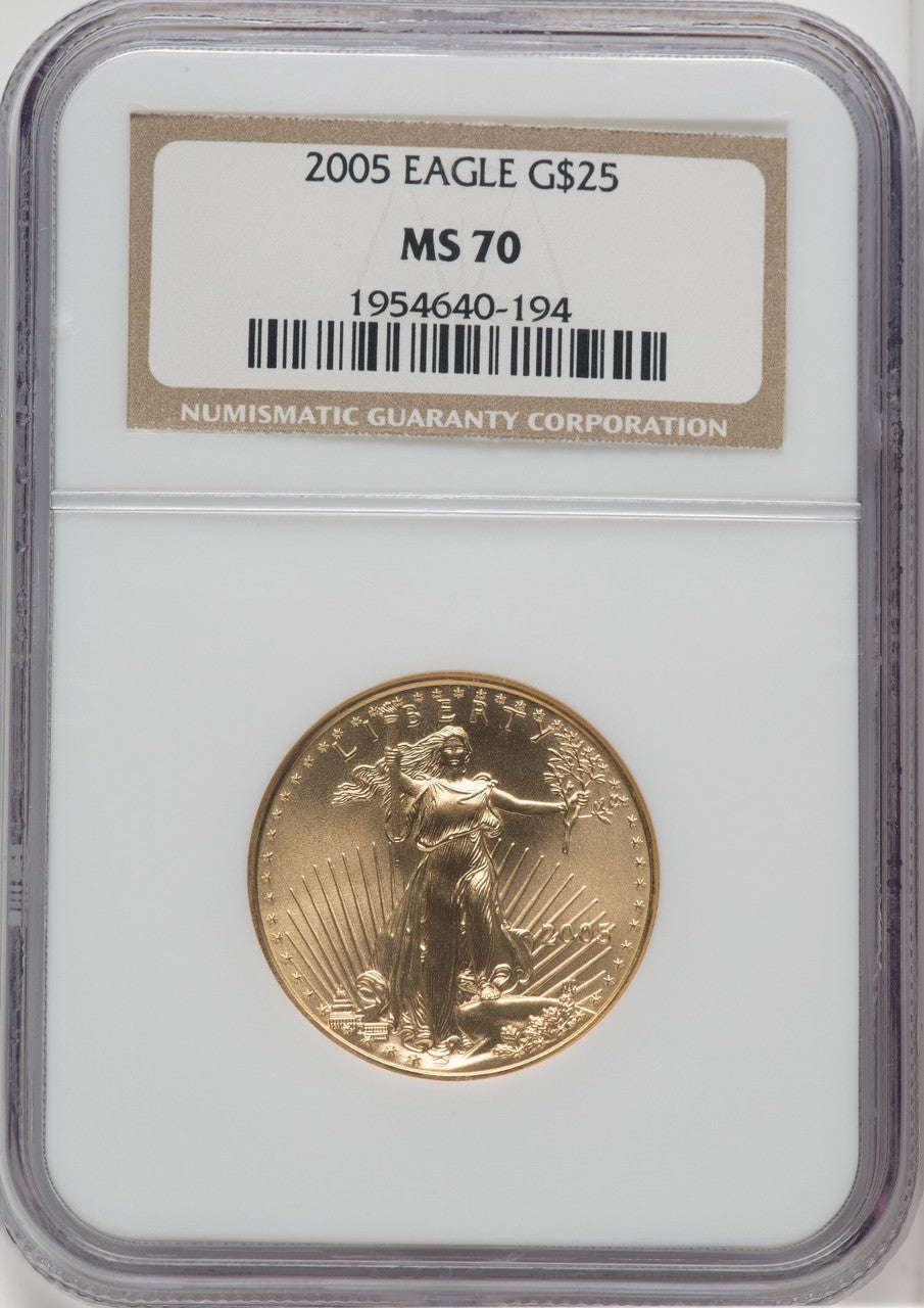 2005 $25 Half-Ounce Gold Eagle NGC MS70