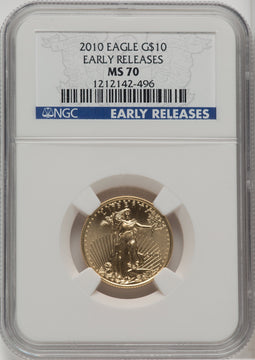 2010 $10 Quarter-Ounce Gold Eagle First Strike NGC MS70