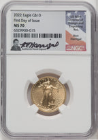 2022 $10 Quarter Ounce Gold Eagle FDI NGC MS70 Harrigal