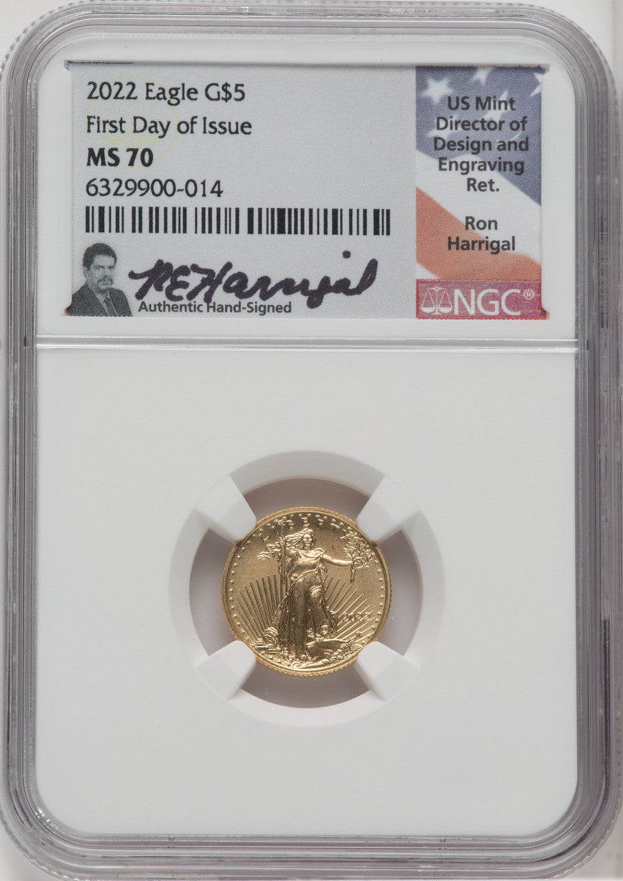 2022 $5 Tenth Ounce Gold Eagle FDI NGC MS70 (759431002)