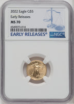 2022 $5 Tenth Ounce Gold Eagle FS NGC MS70