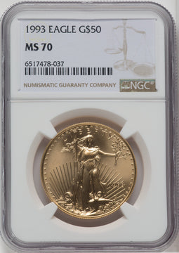 1993 $50 One-Ounce Gold Eagle NGC MS70