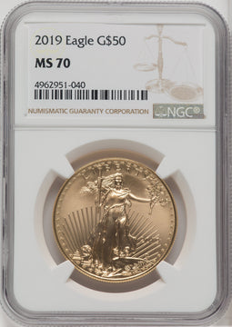 2019 $50 One Ounce Gold Eagle NGC MS70