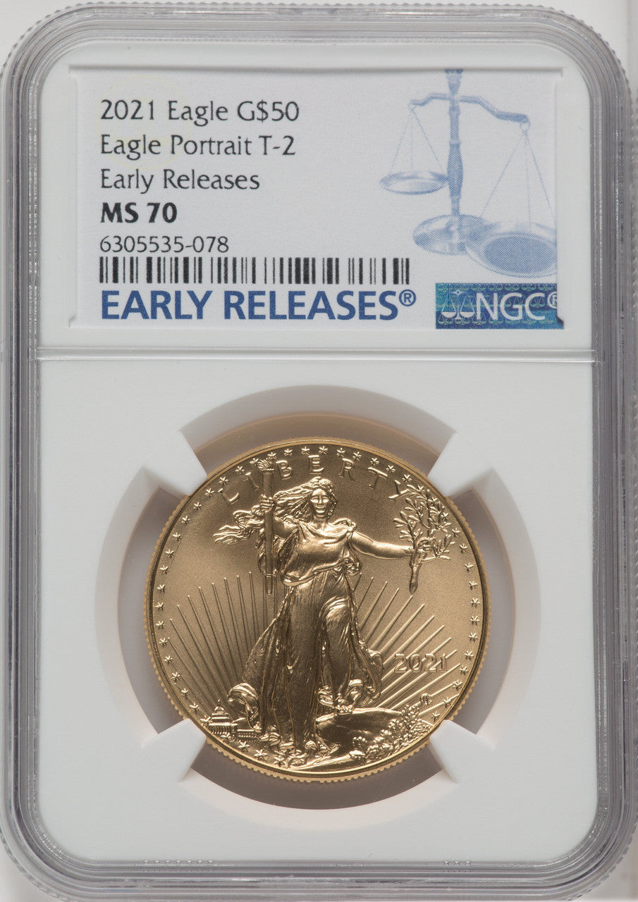 2021 One-Ounce Gold Eagle Type Two First Strike NGC MS70