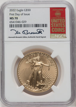 2022 $50 One-Ounce Gold Eagle FDI NGC MS70
