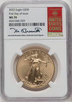 2022 $50 One-Ounce Gold Eagle FDI NGC MS70