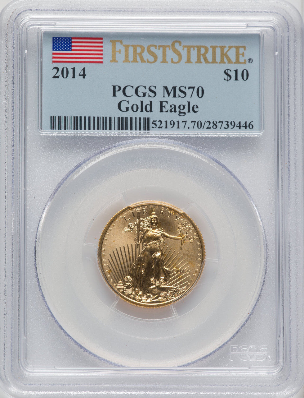 2014 $10 Quarter-Ounce Gold Eagle First Strike PCGS MS70