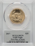 2017 $25 Half-Ounce Gold Eagle First Day of Issue Cleveland Black Freedom PCGS MS70