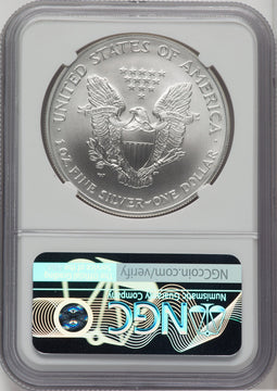 2007-W S$1 Silver Eagle Burnished Mike Castle Signature NGC MS70