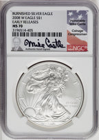 2008-W Silver Eagle Burnished Early Releases NGC MS70 Mike Castle