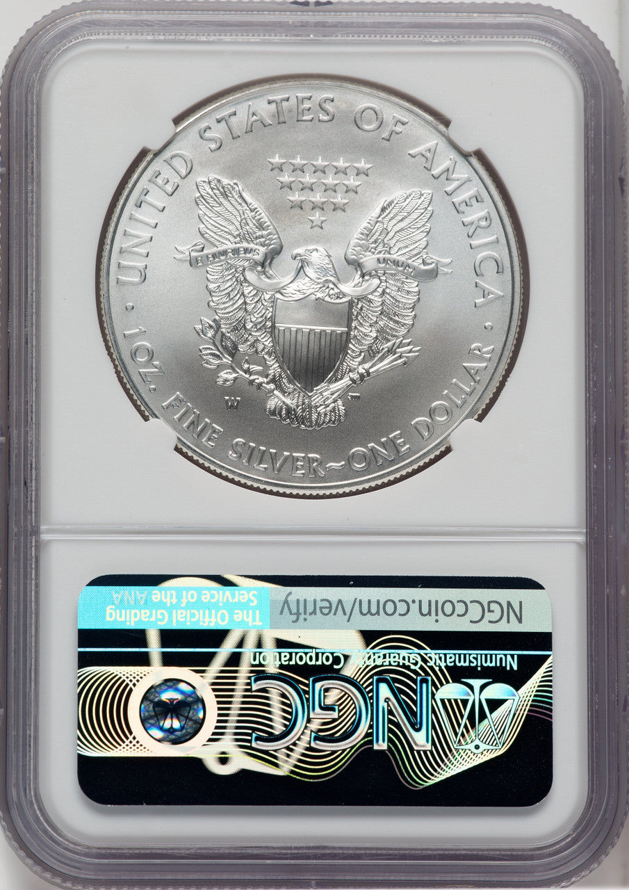 2012-W S$1 Silver Eagle Burnished First Strike Mike Castle Signature NGC MS70