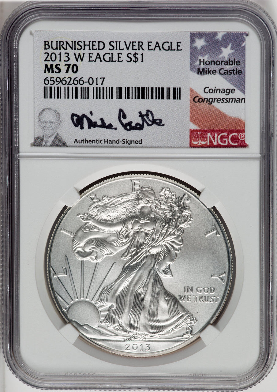 2013-W S$1 Silver Eagle Burnished NGC MS70